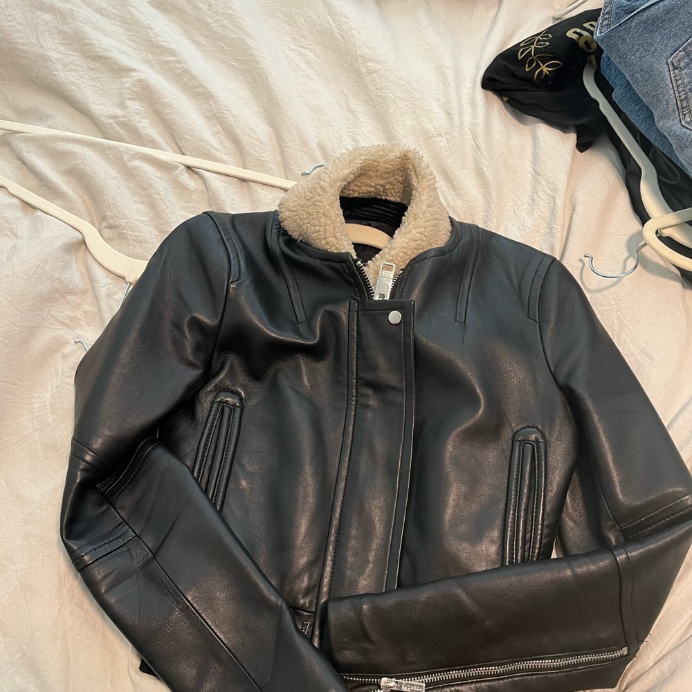 Rosa cha leather jacket with removable fur collar - Picture 4 of 8